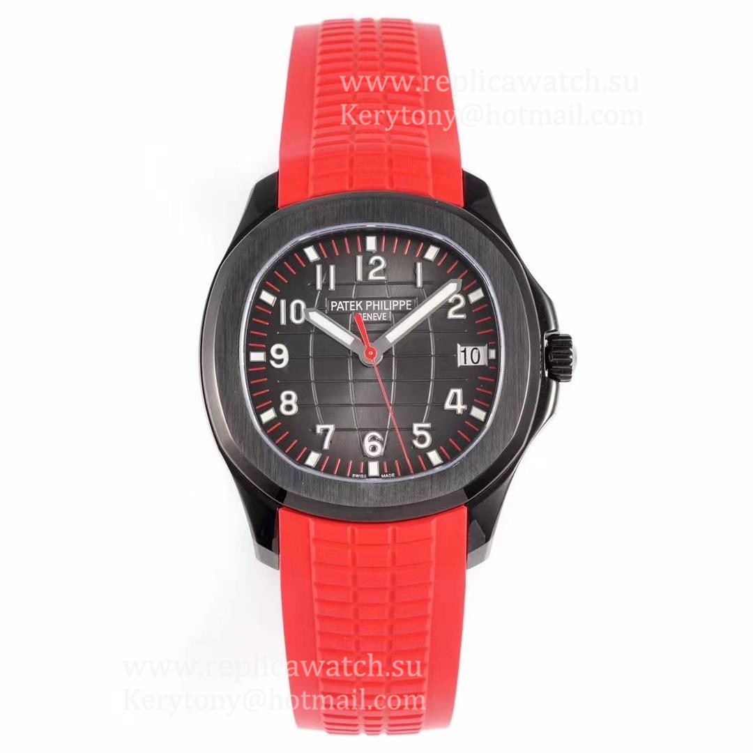 NEW Replica Pat*k Phi1i*pe Aquanaut 5167 ZF PVD Black Dial Red Strap 324 SC (Free Box)