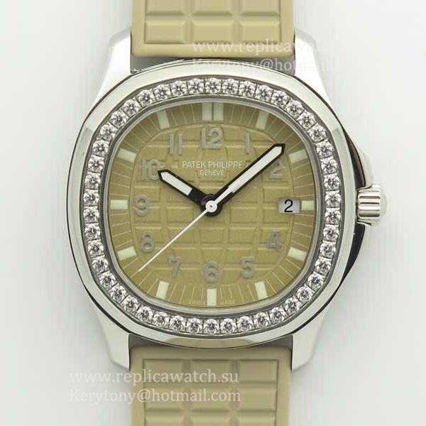 Perfect Replica Pat*k Phi1i*pe Aquanaut Luce Ladies 5067A  JJF SS & D1am0nds Beige Dial E23-250SC
