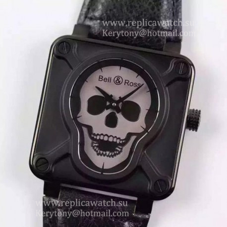Shop Bell & Ross BR 01 Skull PVD Grey Dial M9015 (Free Strap)