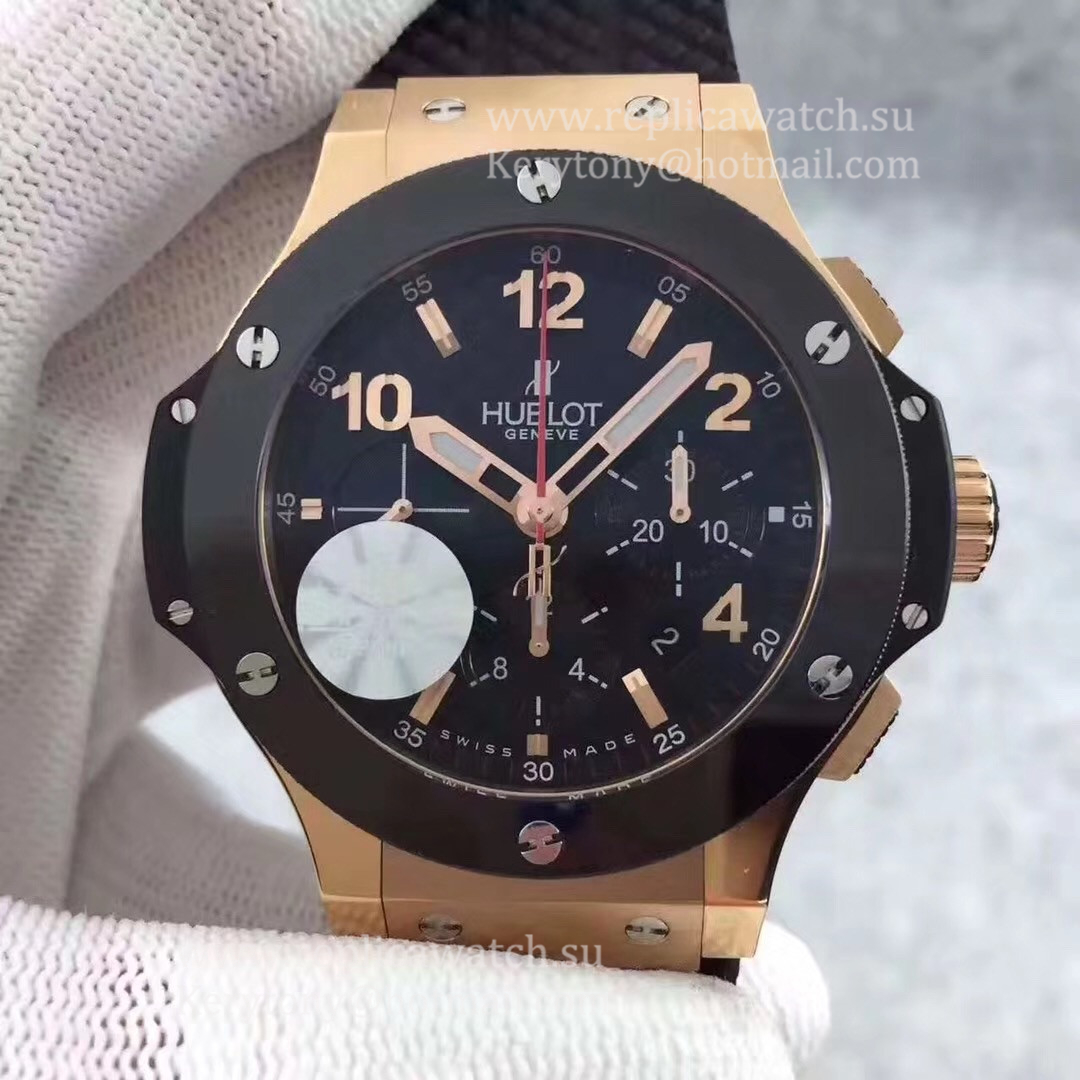 High Quality Hublot Big Bang Gold Ceramic 301.PB.131.RX V6F Rose Gold Black Dial HUB4100