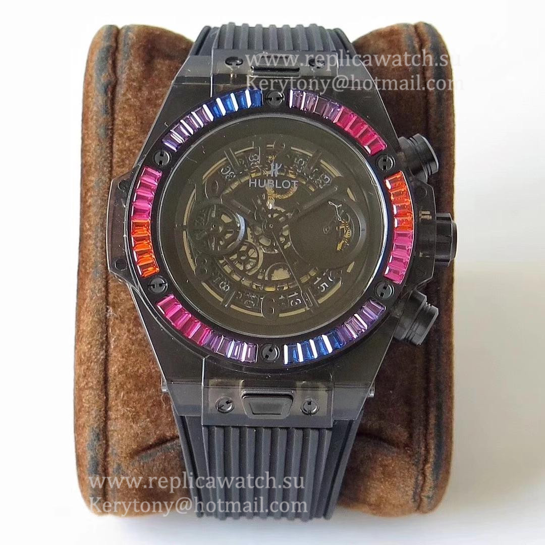 Best Price Hublot Big Bang Unico Black Sapphire Galaxy 411.JB.4901.RT.4098 OXF Black Sapphire Crystal Skeleton Dial HUB1242