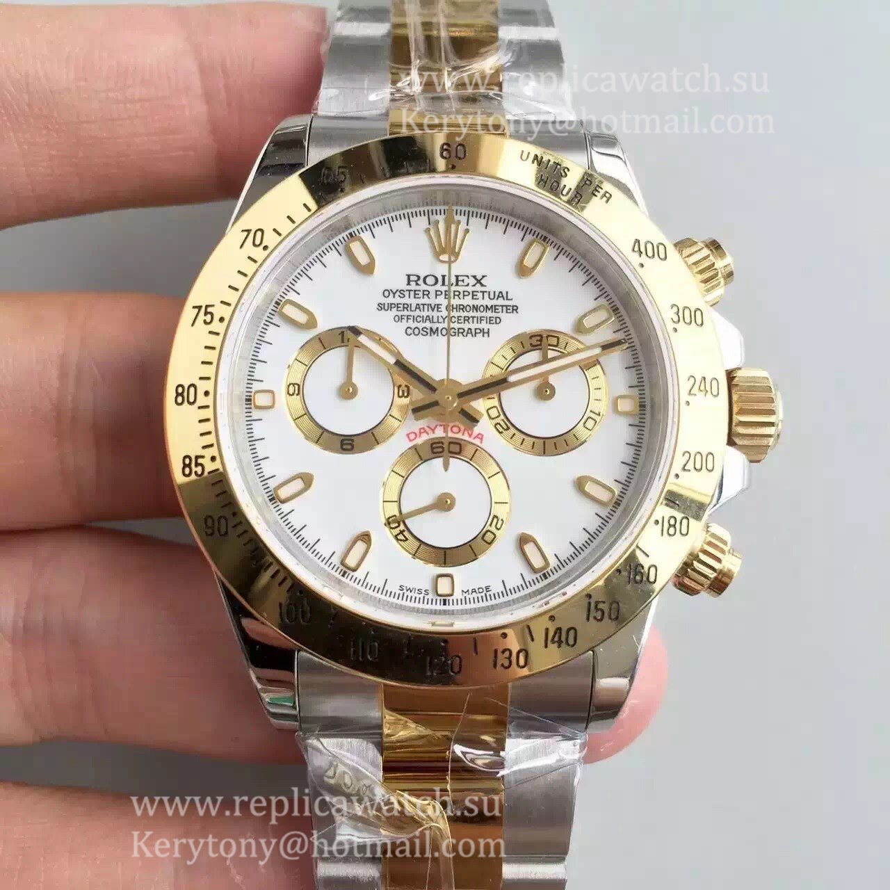 Replica R01ex Daytona  116503 JF SS & Yellow Gold White Dial 7750