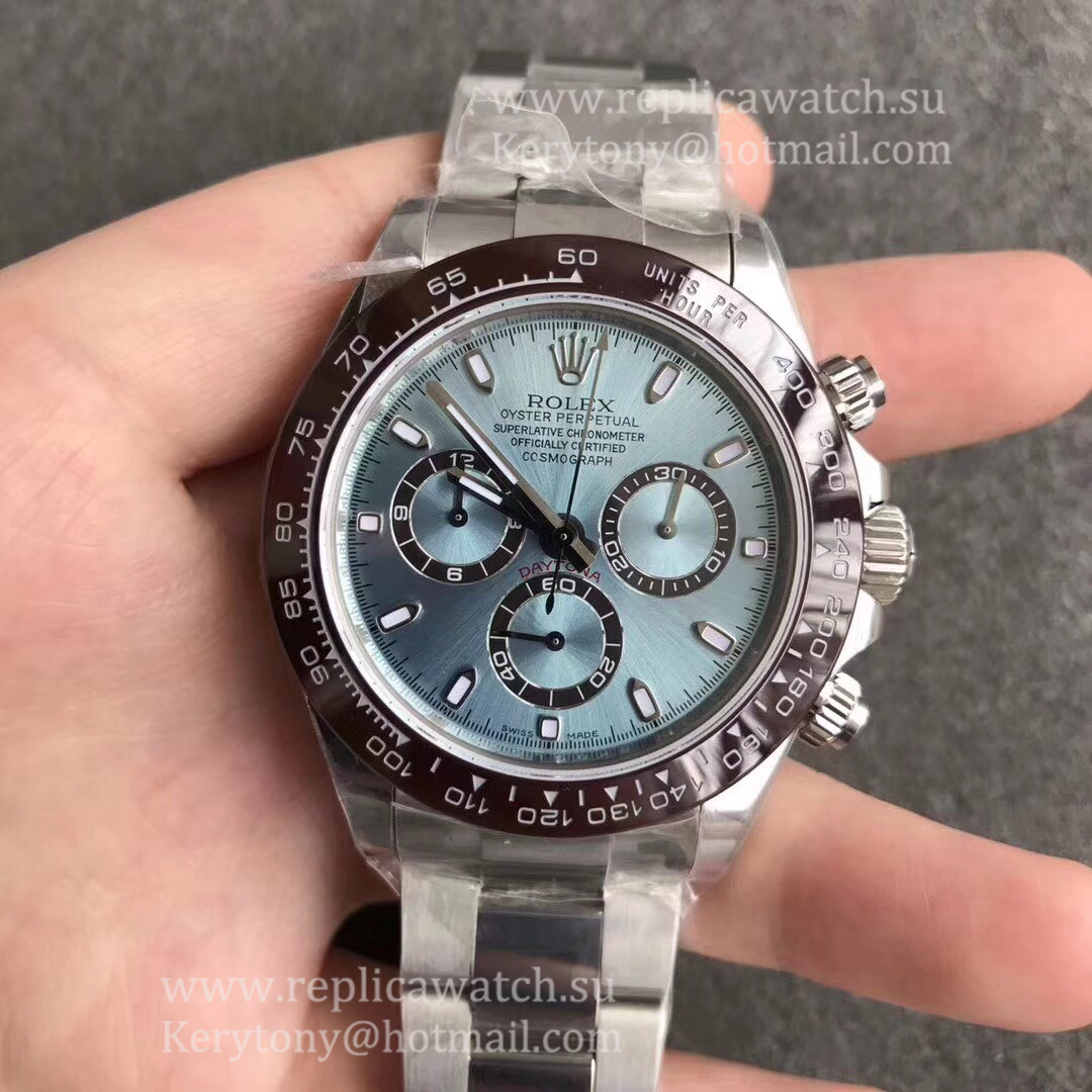 NEW Replica R01ex Daytona  116506 Noob Factory SS Ice Blue Dial 7750