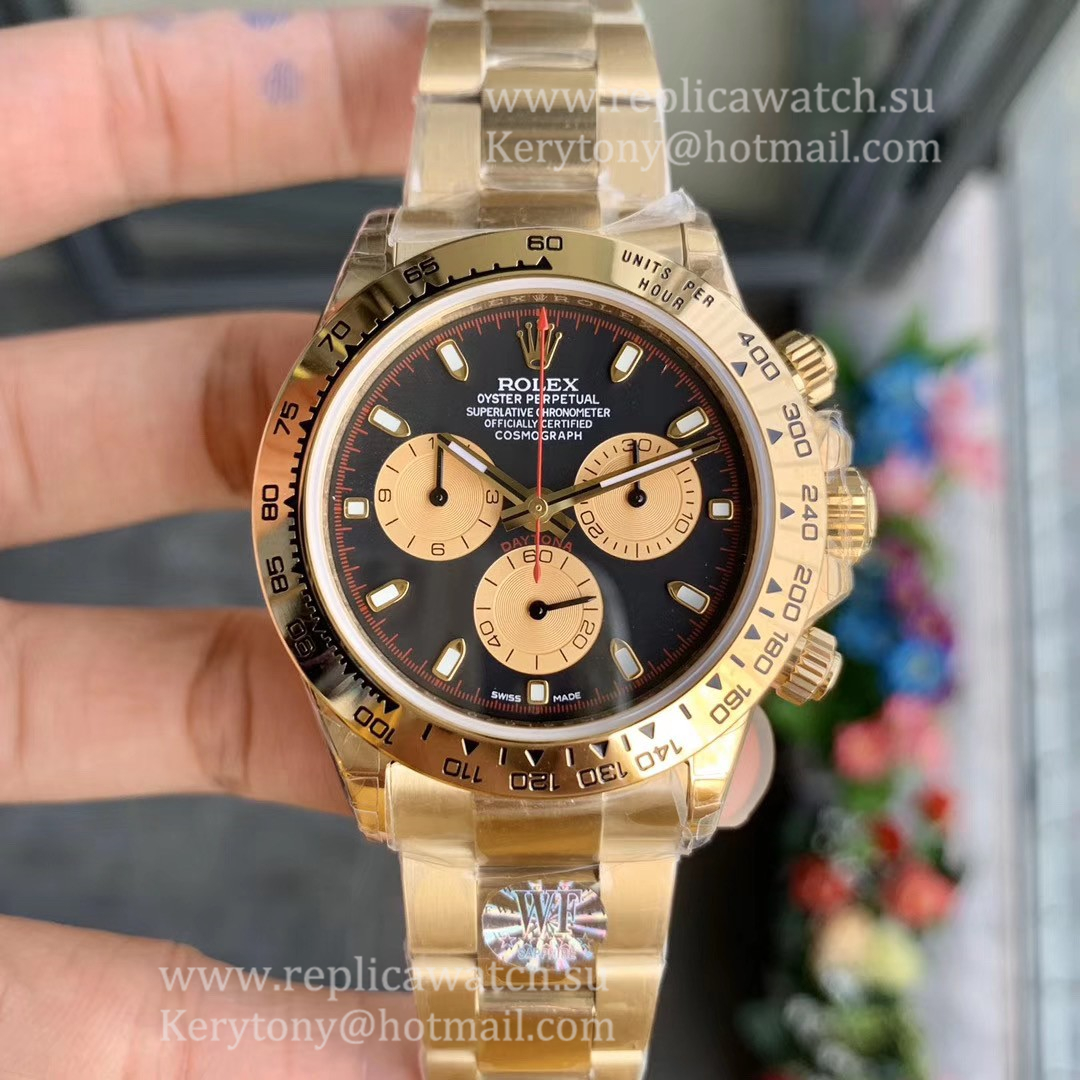 NEW Replica R01ex Daytona  Paul Newman 116508 WF Yellow Gold Black Dial 7750