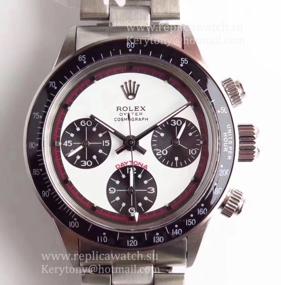 Copy R01ex Daytona  Paul Newman 6241 Noob Factory SS White Dial Valjoux 72