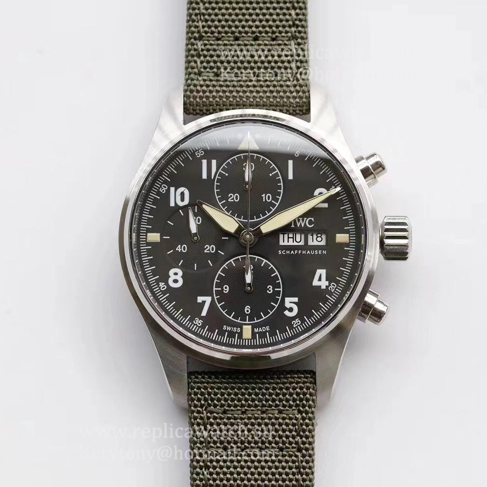 High Quality IWC Pilot Chrono ZF SS Green Dial 7750 (Free Strap)