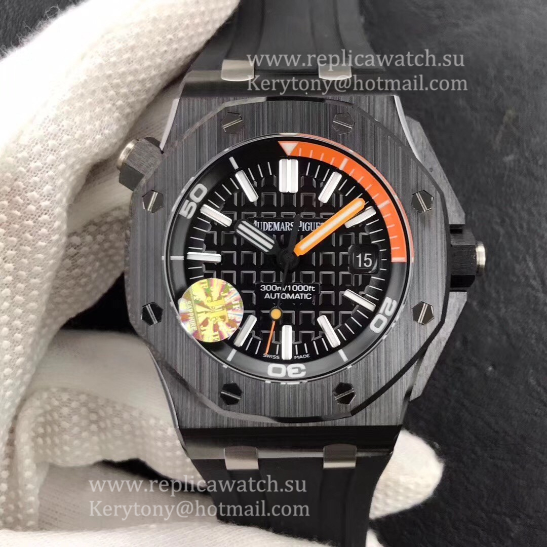 Shop Audemars P1g*et Royal Oak Offshore Diver 15707CE.OO.A002CA.01 JF V5S Black Ceramic Black & Orange Dial 3120