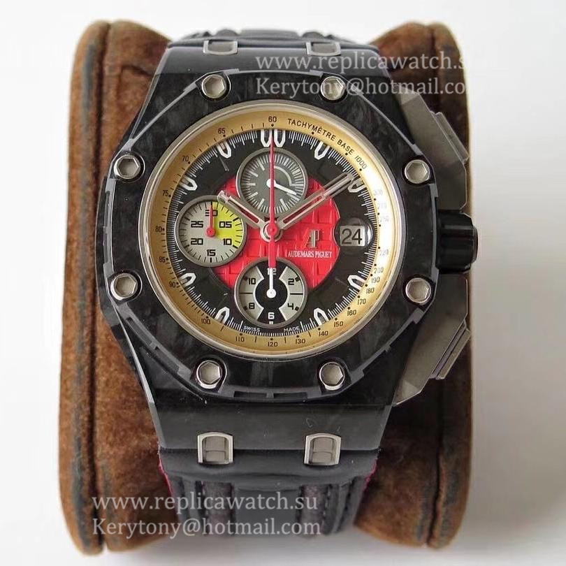 Fake Audemars P1g*et Royal Oak Offshore Grand Prix 26290IO.OO.A001VE.01 JF V3 Forged Carbon Red Dial 3126