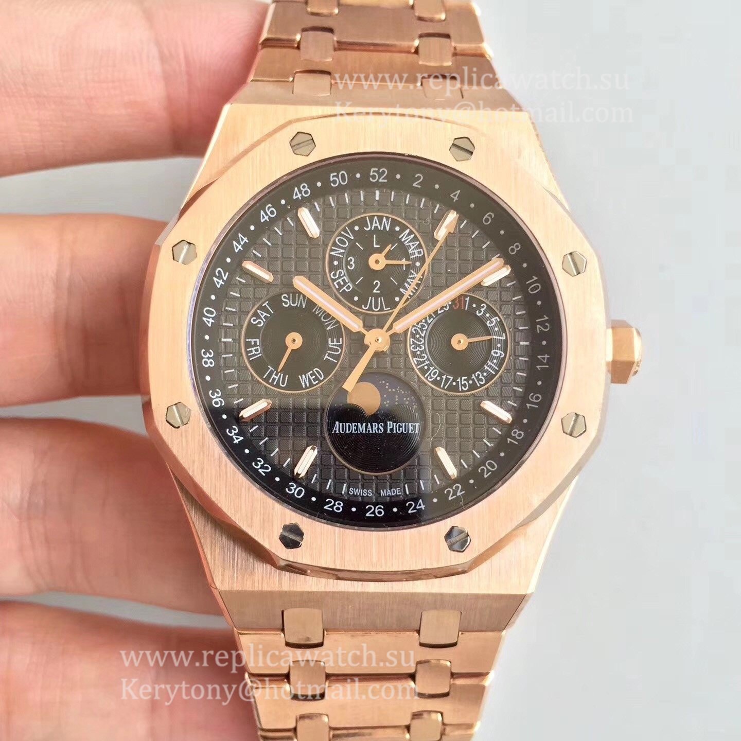 High Quality Audemars P1g*et Royal Oak Perpetual Calendar 41mm 26574OR.OO.1220OR.01 BF Rose Gold Black Dial 5134