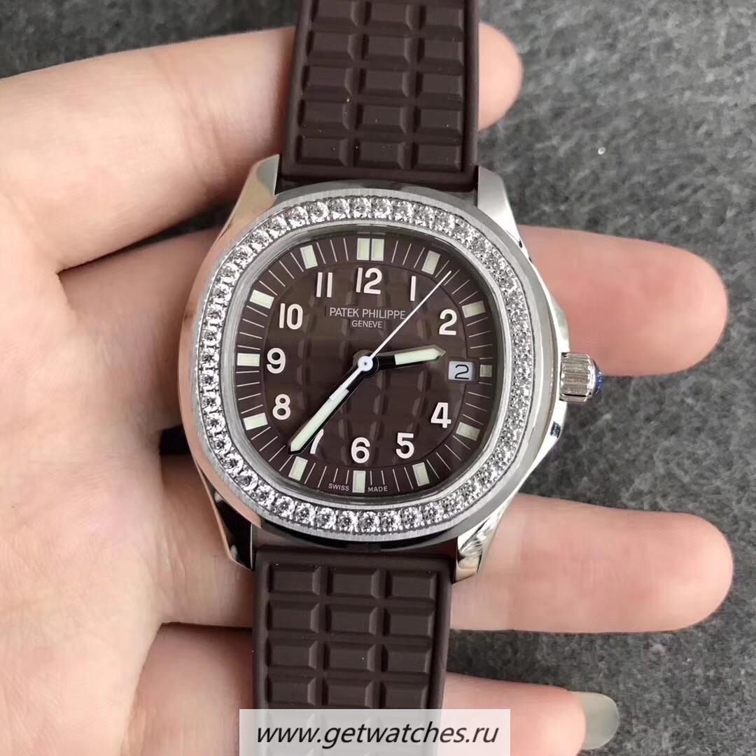 Replica Pat*k Phi1i*pe Aquanaut Luce Ladies 5067A-023 Noob Factory SS & D1am0nds Chocolate Dial E23-250SC