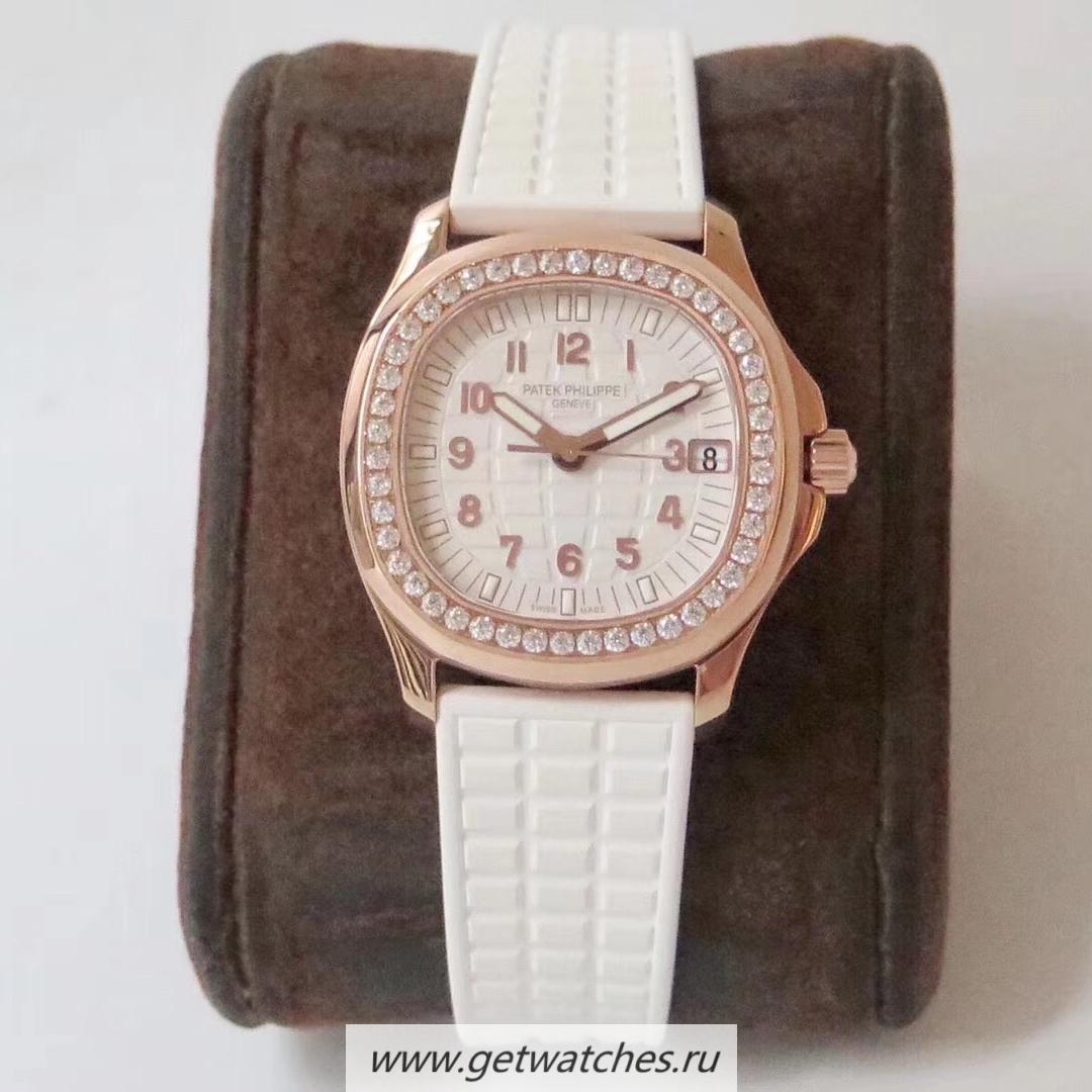 NEW Replica Pat*k Phi1i*pe Aquanaut Luce Ladies 5068R-010 PPF Rose Gold & D1am0nds White Dial 324SC