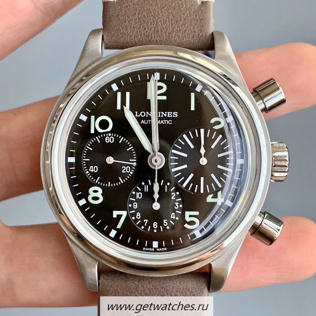 Fake Longines Avigation BigEye L2.816.4.53.2 ZF SS Black Dial 7750