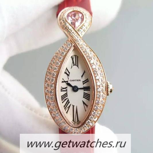 Shop Ca*t1er Baignoire Rose Gold White Dial Ronda Quartz