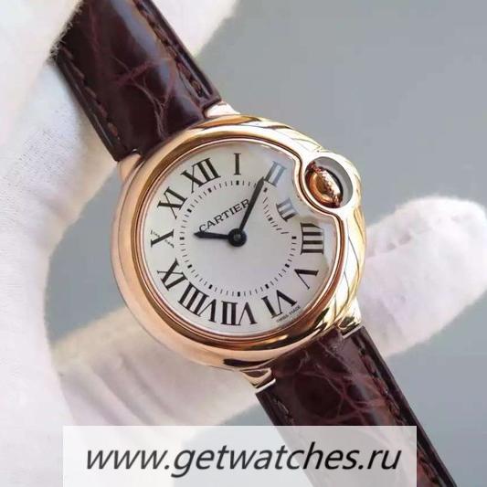 Replica Ca*t1er Ballon Bleu 28mm Ladies Rose Gold White Dial Ronda Quartz