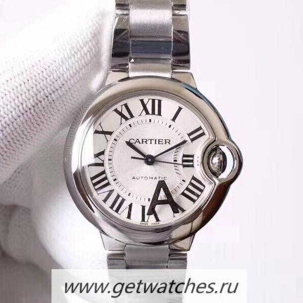 Shop Ca*t1er Ballon Bleu 33mm W6920071 AF SS Silver Dial Seiko NH05A