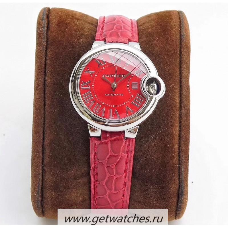 Fake Ca*t1er Ballon Bleu 33mm WSBB0022 TWF SS Red Dial Seiko NH05A