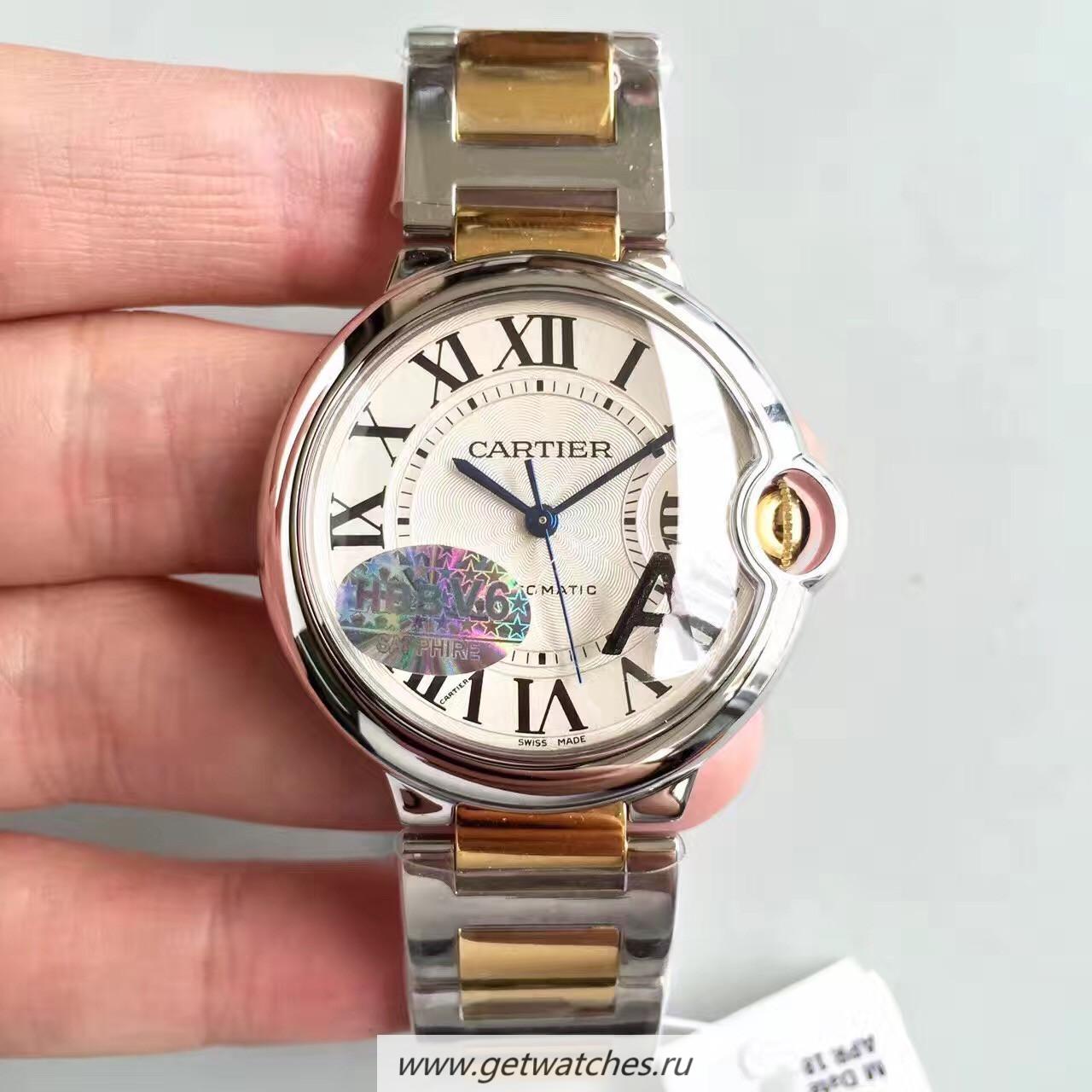Fake Ca*t1er Ballon Bleu Ladies W6920047 36mm HBB V6F SS & Yellow Gold Silver Dial M9015