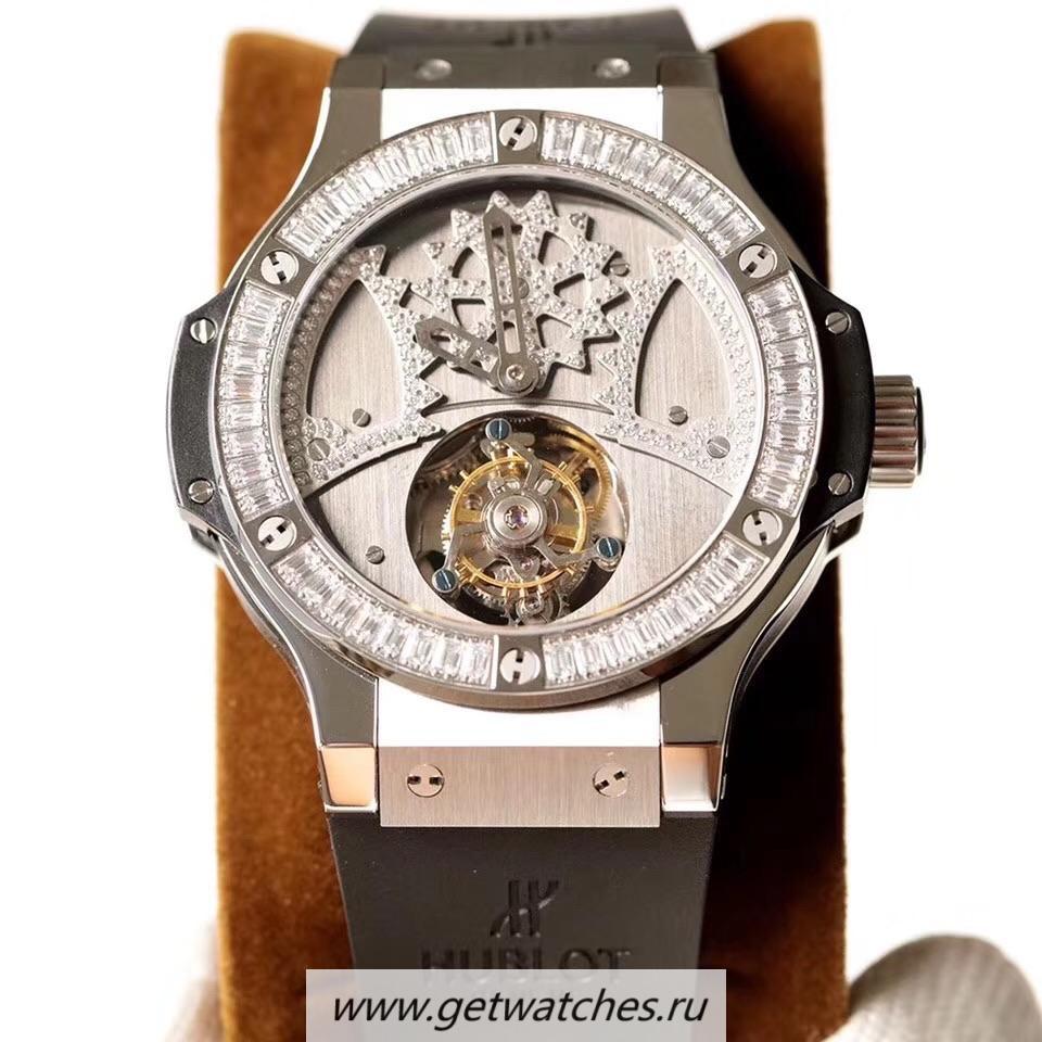 Shop Hublot Big Bang Tourbillon Noob Factory SS SS & D1am0nds Dial Tourbillon