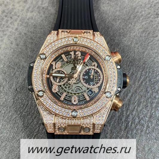 Replica Hublot Big Bang Unico TAF Rose Gold & Small D1am0nd Skeleton Dial HUB1242
