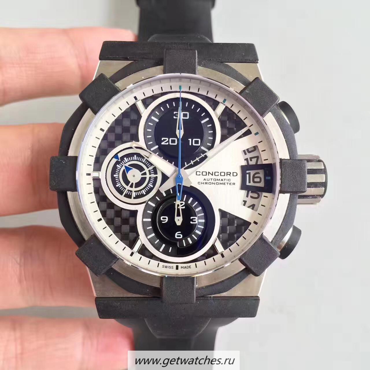 High Quality Chopard C1 Chrono 0320005 Noob Factory SS & Black Rubber White Dial 7750