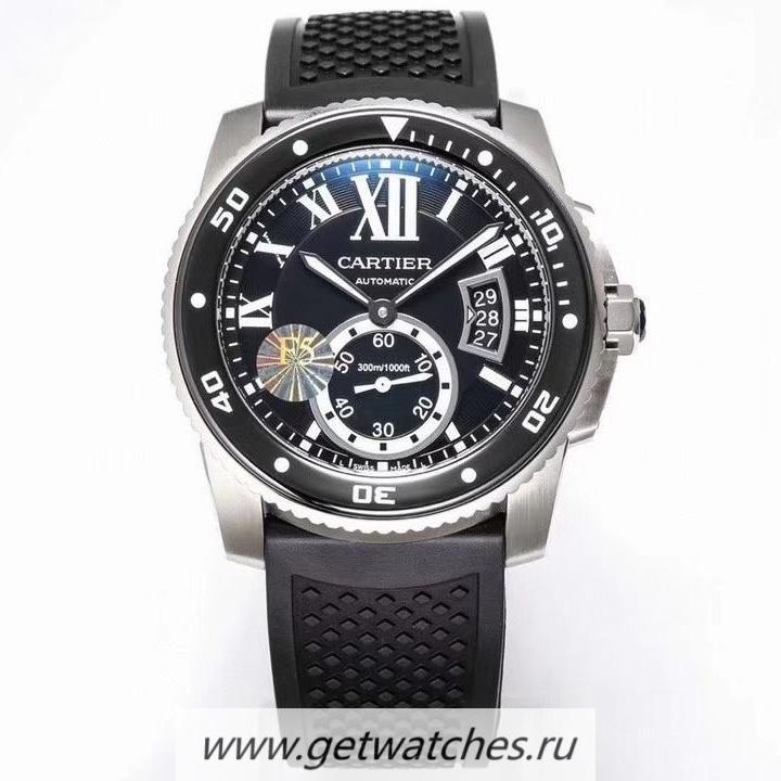 Copy Ca*t1er Calibre Diver W7100056 42mm F5F SS Black Dial 1904