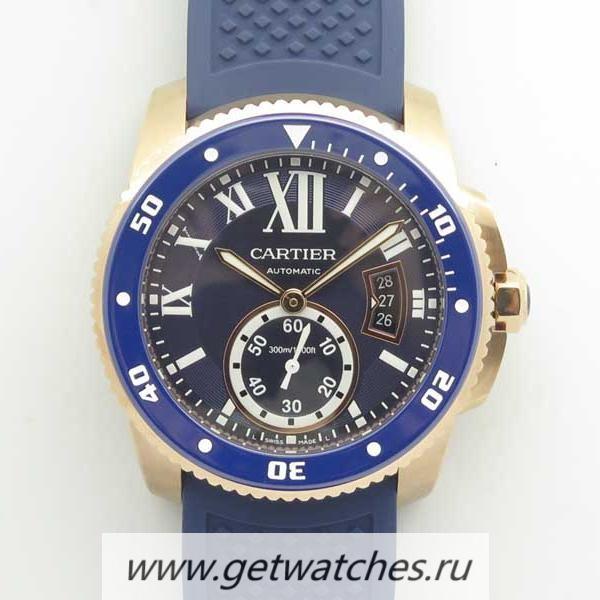 High Quality Ca*t1er Calibre Diver WGCA0009 42mm JF Rose Gold Blue Dial A23J