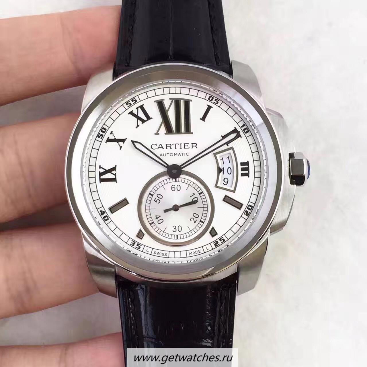 Copy Ca*t1er Calibre W7100037 42mm TF SS White Dial 1904MC