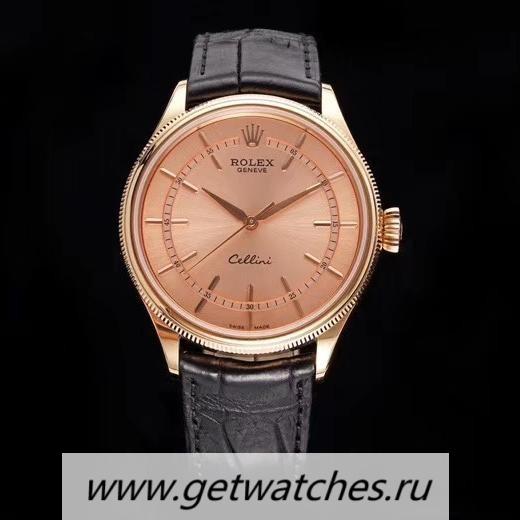 Copy R01ex Cellini Date 50505 GMF Rose Gold Rose Dial 3165