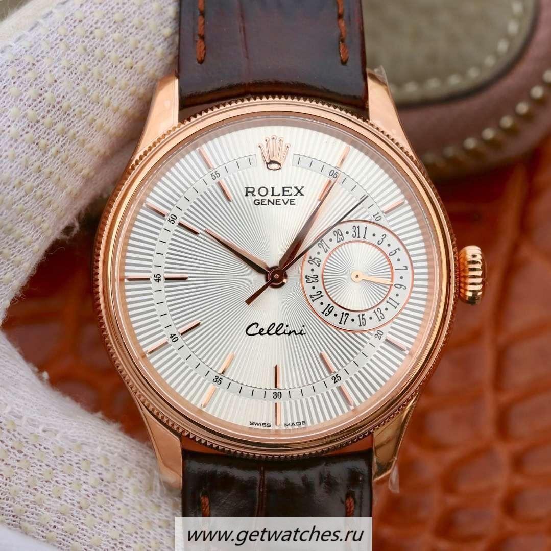 Best Price R01ex Cellini Date 50515 GMF Rose Gold Silver Dial 3165