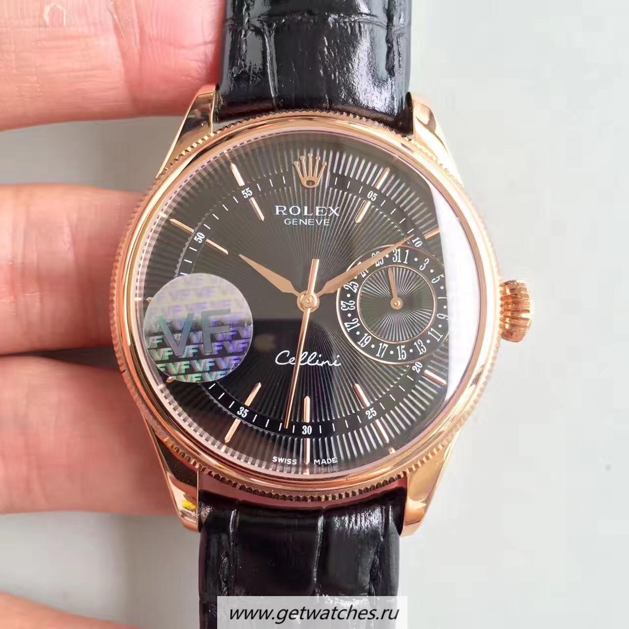 Best Price R01ex Cellini Date 50515 VF Rose Gold Black Dial 3165