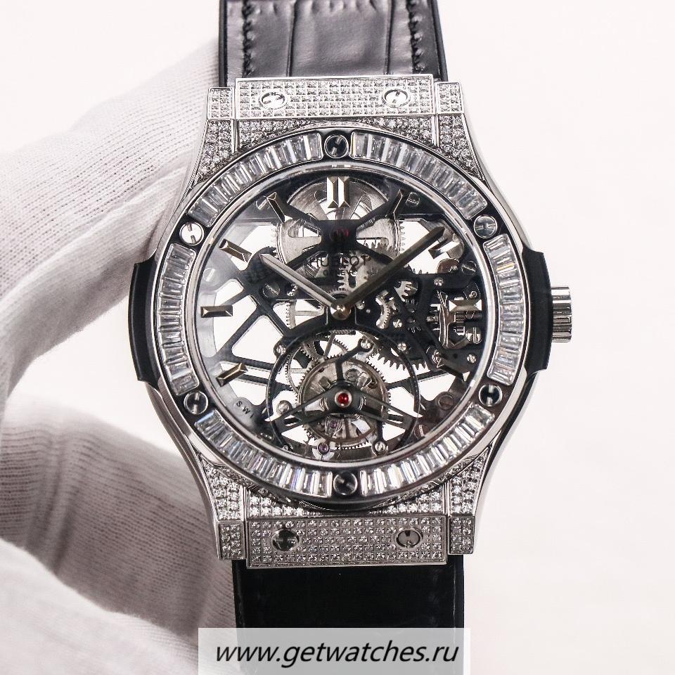 High Quality Hublot Classic Fusion Tourbillon JBF SS & D1am0nd Black Dial HUB6010