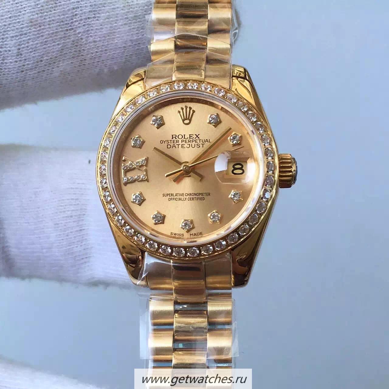High Quality R01ex Datejust 28 279138 RBR Ladies Noob Factory Yellow Gold & D1am0nds Champagne Dial 2671