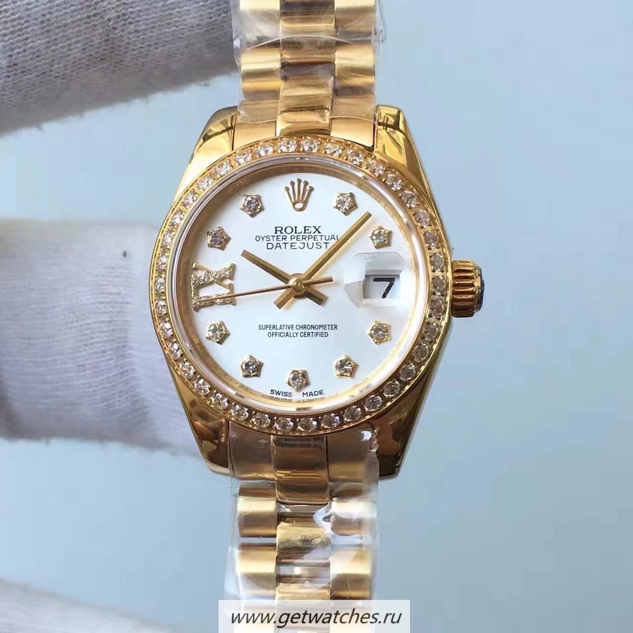 NEW Replica R01ex Datejust 28 279138 RBR Ladies Noob Factory Yellow Gold & D1am0nds White Dial 2671