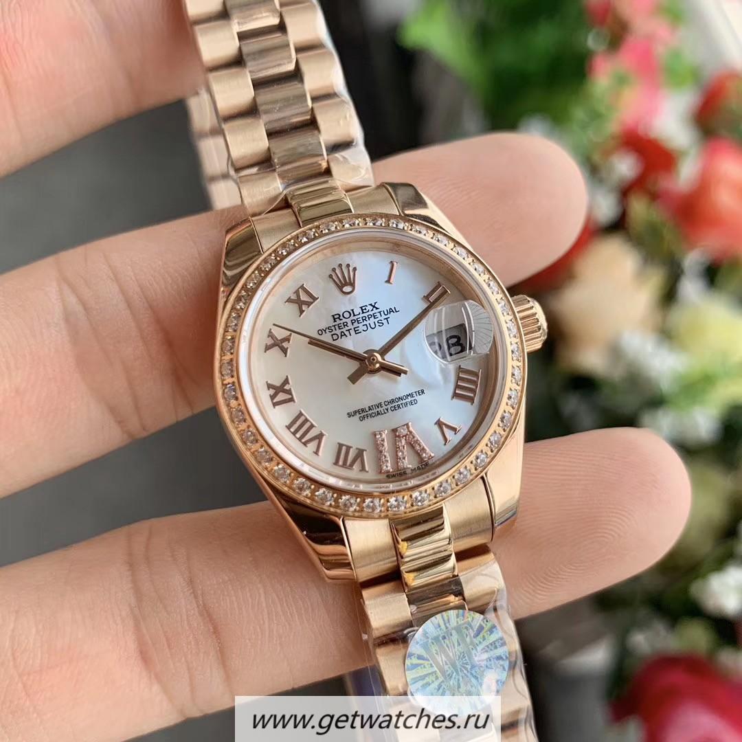 Copy R01ex Datejust 28mm 279135 RBR Ladies WF Rose Gold & D1am0nd MOP Dial 2671