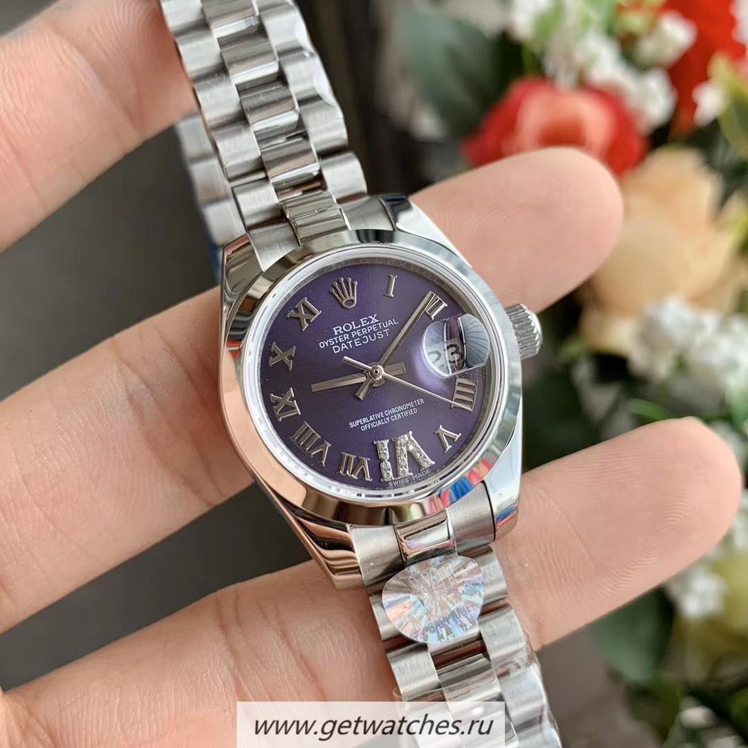 High Quality R01ex Datejust 28mm 279166 Ladies WF SS Purple Dial 2671