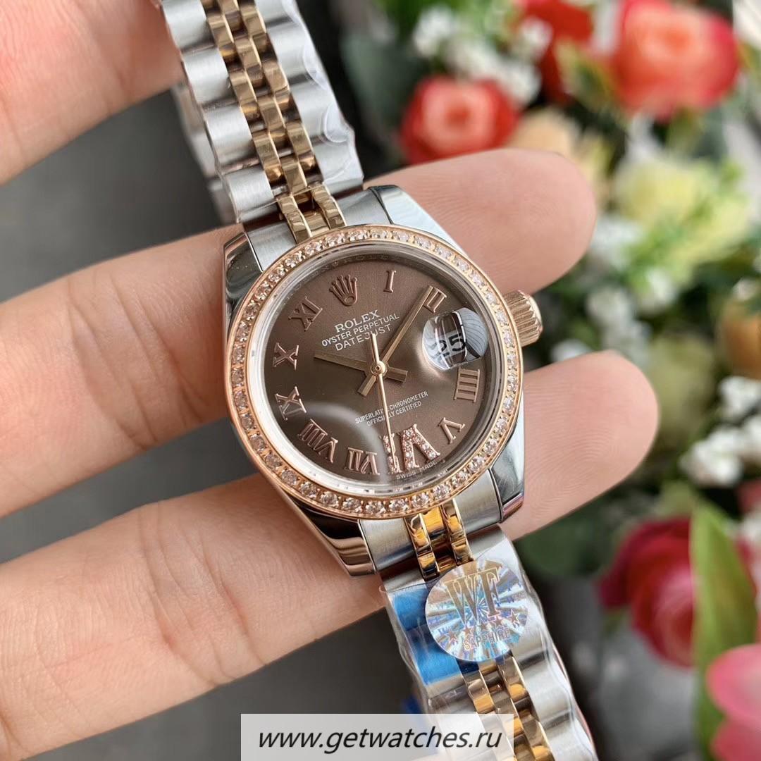 Fake R01ex Datejust 28mm 279381 RBR Ladies WF SS & Rose Gold Chocolate Dial 2671
