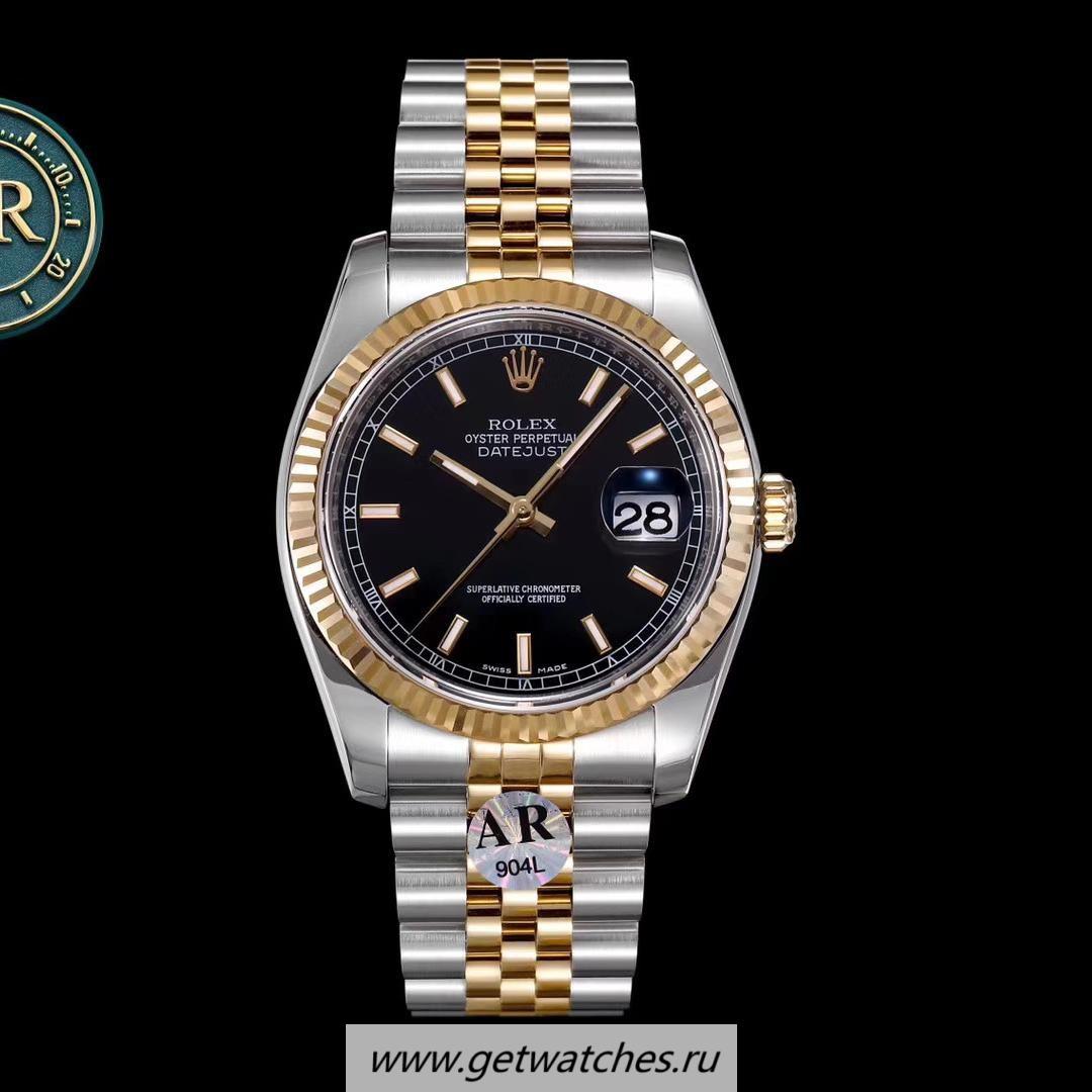 Copy R01ex Datejust 36 116233 ARF V3 SS 904L & Yellow Gold Black Dial 3135