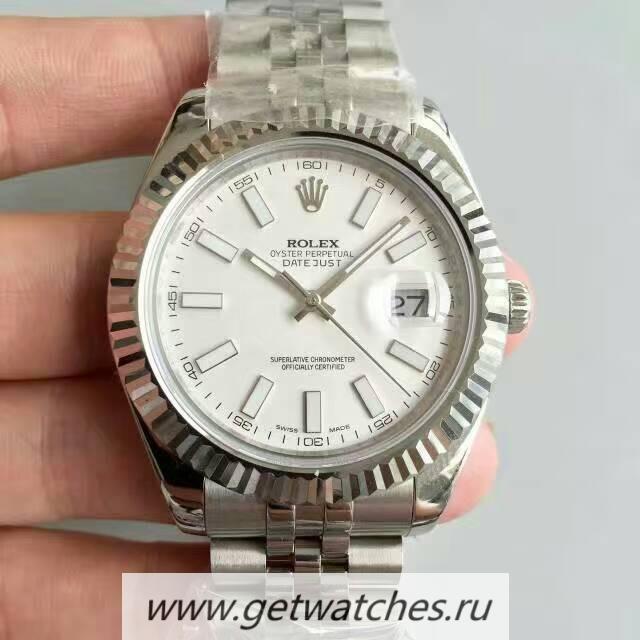 High Quality R01ex Datejust II 116334 41mm NF SS White Dial 2836
