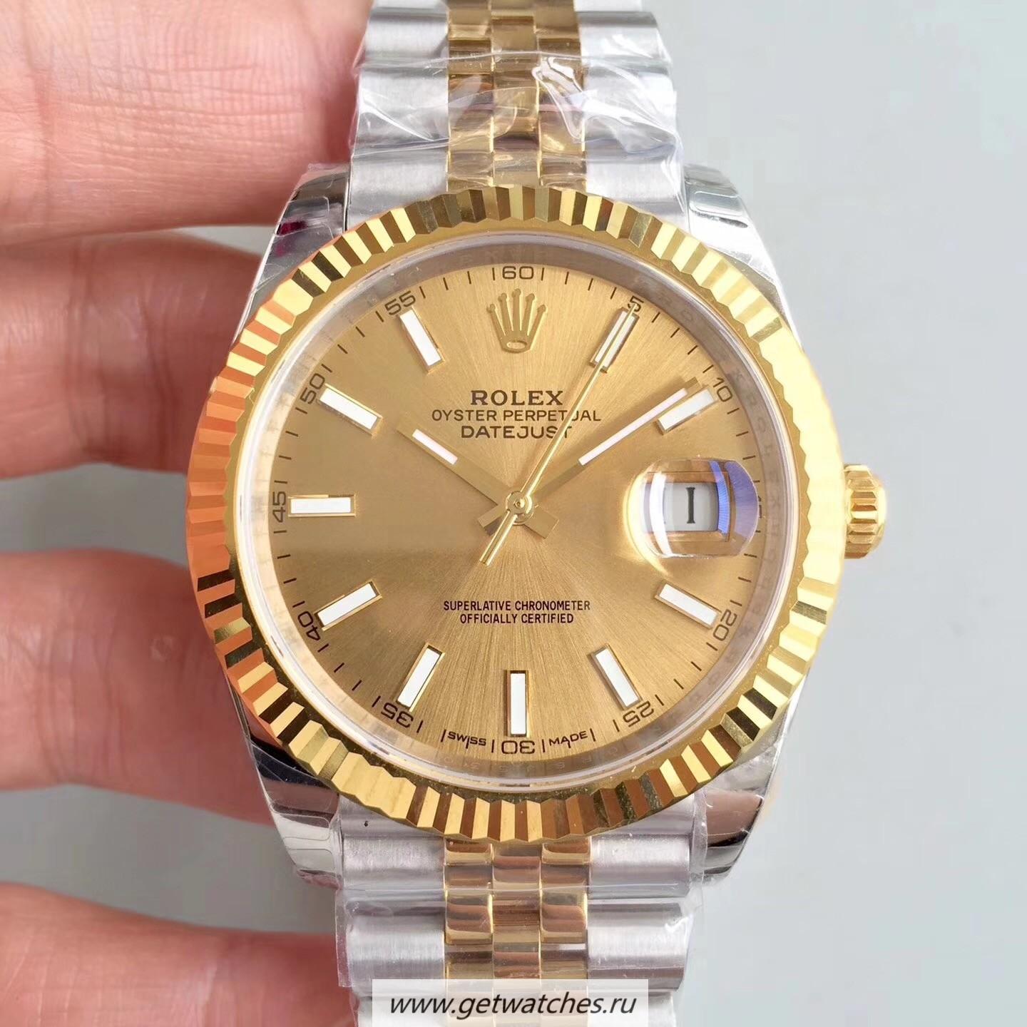 Fake R01ex Datejust II 126333 41mm EWF SS & Yellow Gold Champagne Dial 3235