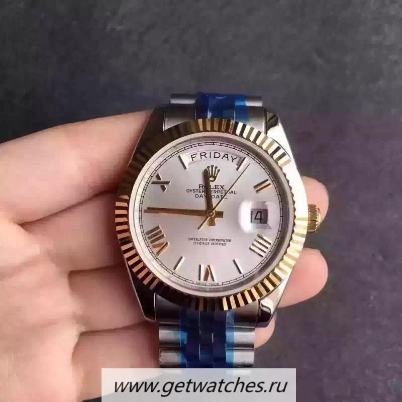 Copy R01ex Day-Date 116233 36mm Noob Factory V5 SS & Yellow Gold White Dial 2836