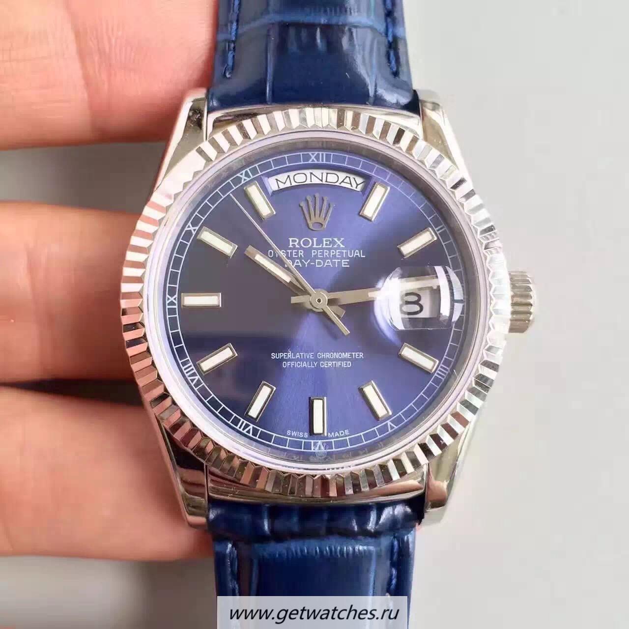 Perfect Replica R01ex Day-Date 118139 36mm Noob Factory V5 SS Blue Dial 2836