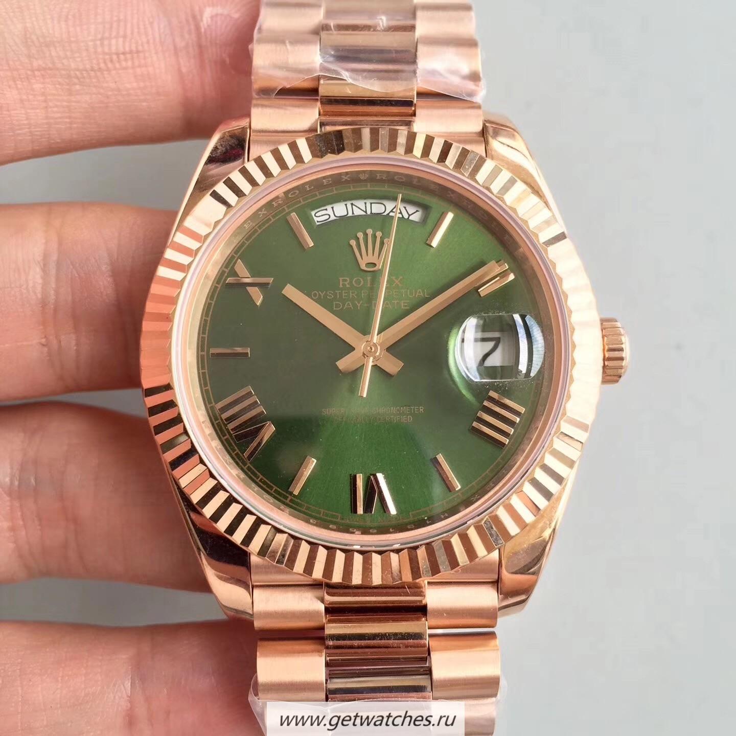 Replica R01ex Day-Date 40 228235 40mm ARF SS 904L With 18K Rose Gold Wrapped Green Dial 3255