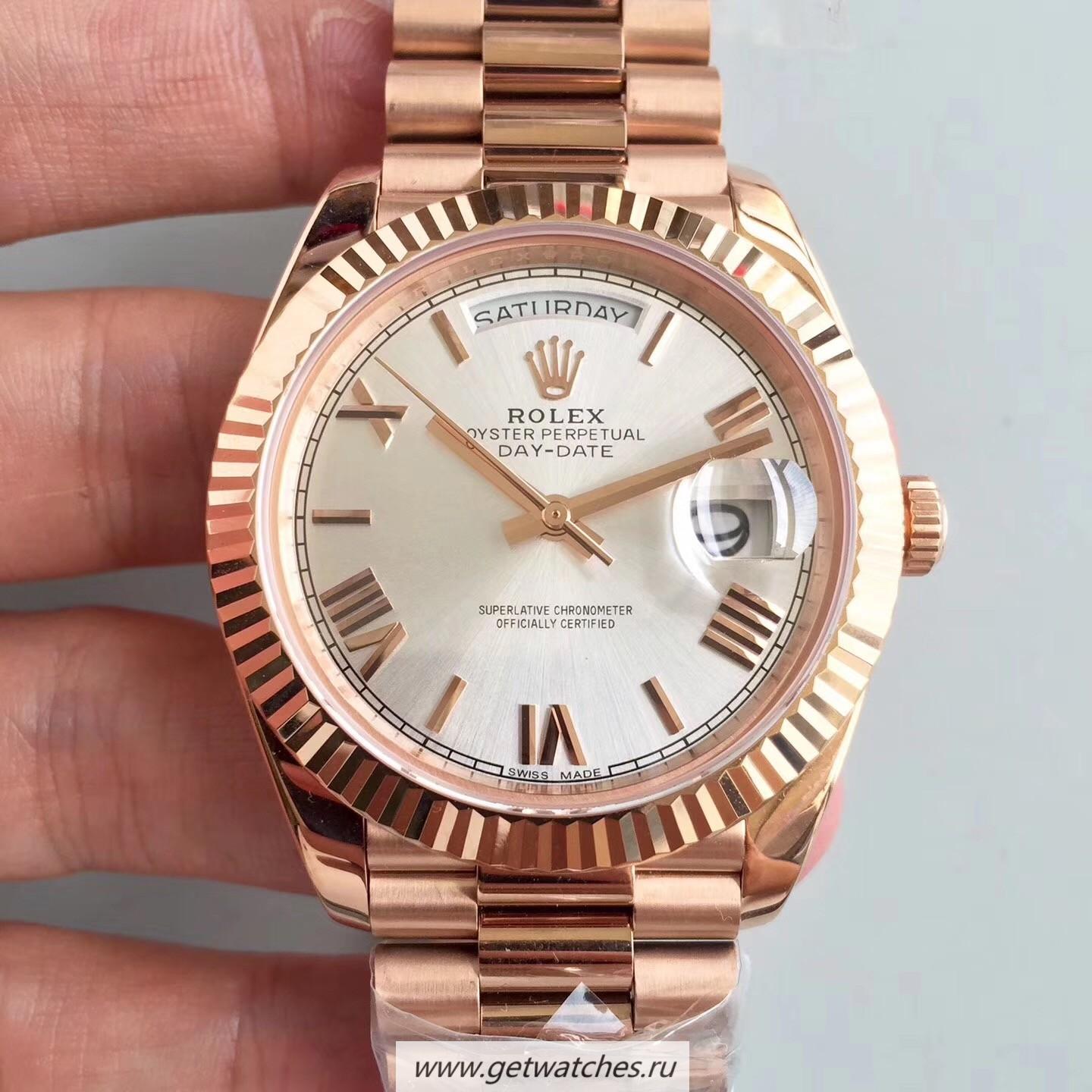 Fake R01ex Day-Date 40 228235 40mm ARF SS 904L With 18K Rose Gold Wrapped Rhodium Dial 3255