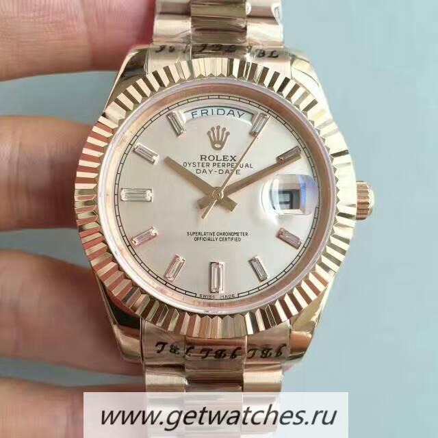 Copy R01ex Day-Date 40 228235 40mm KWF Rose Gold Cream Dial 3255