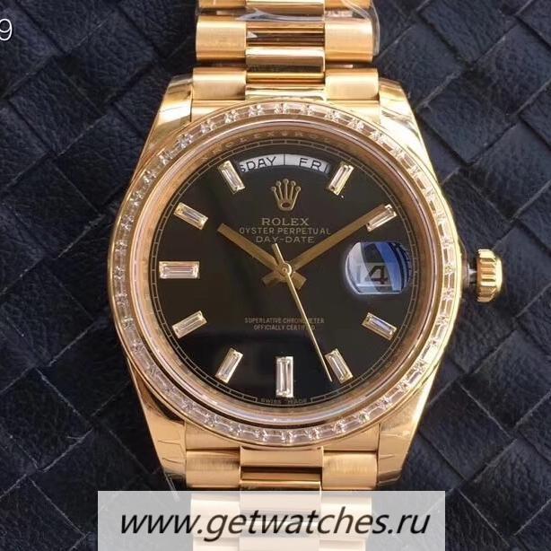 Shop R01ex Day-Date 40 228348 RBR Noob Factory V2 Yellow Gold Black Dial 3255