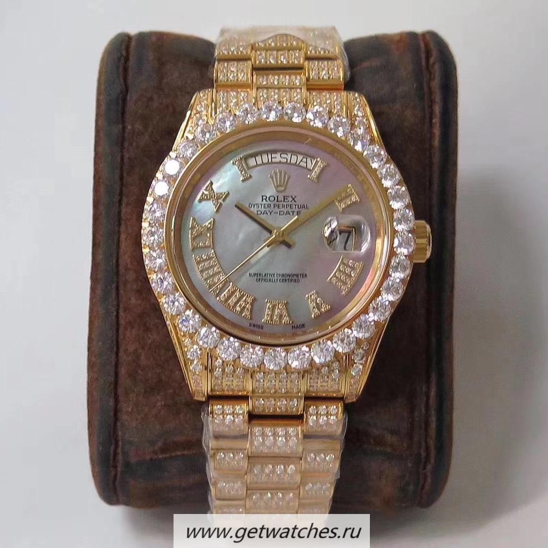 Shop R01ex Day-Date 40 228348 RBR TWF 18K Yellow Gold Wrapped SS 904L & Big D1am0nd Bezel MOP Dial 2836