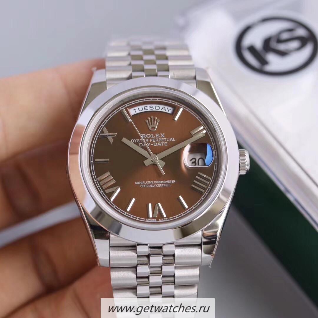 Fake R01ex Day-Date II 218206 41mm KSF SS Chocolate Dial 2836