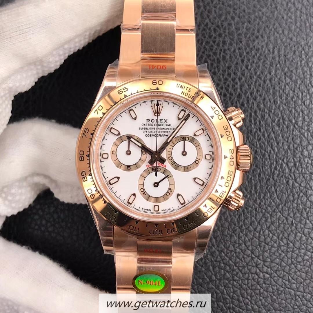 High Quality R01ex Daytona 116505 Noob Factory V4 Rose Gold Plated SS 904L White Dial 4130