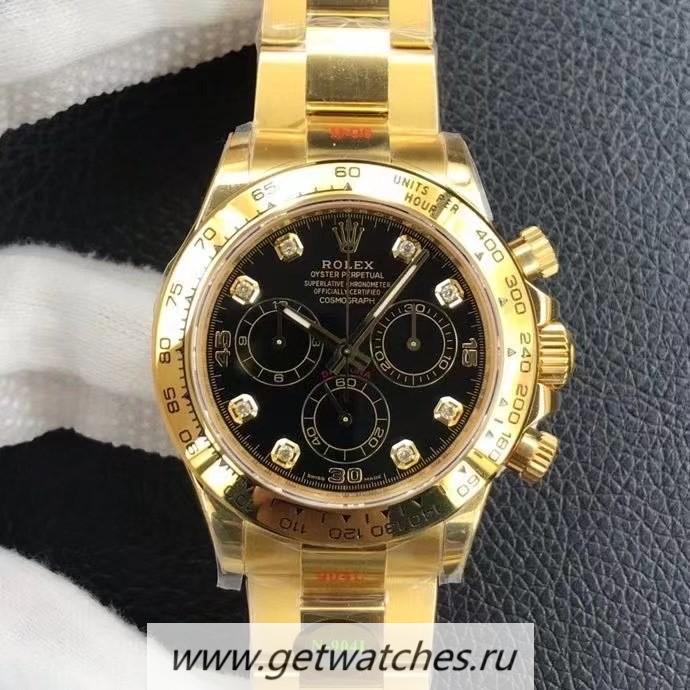 NEW Replica R01ex Daytona 116508 Noob Factory V3 Yellow Gold Plated SS 904L Black Dial 4130