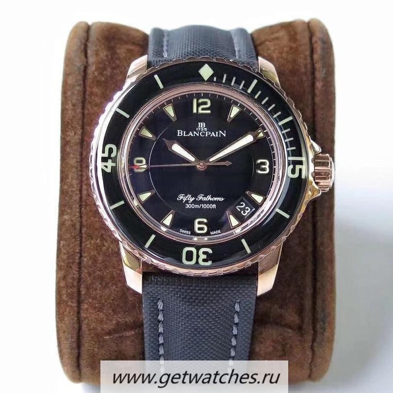 Fake Blancpain Fifty Fathoms 5015 3630 52 ZF Rose Gold Black Dial 2836